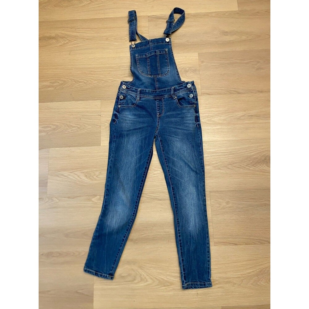 Wallflower Women's Denim Bib Overalls New Stretch Skinny Leg Jeans Size Small